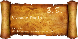 Blander Dominik névjegykártya